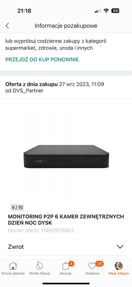 Monitoring 6 kamer zewnetrznych dzien noc i dysk