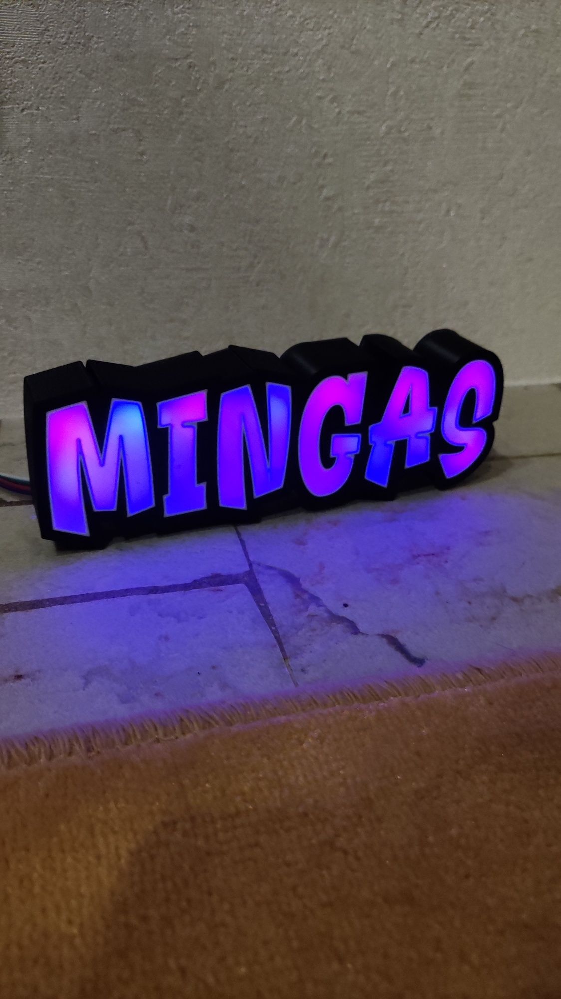 Candeeiro LED 3D personalizado (Nome)