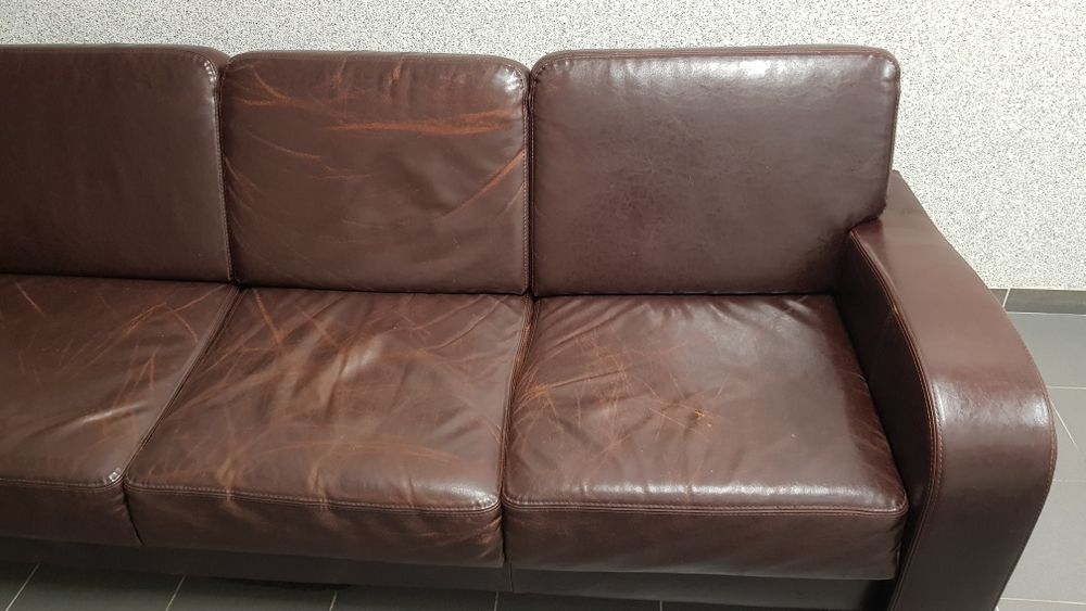 Komplet mebli ze skóry naturalnej 3 elementy
