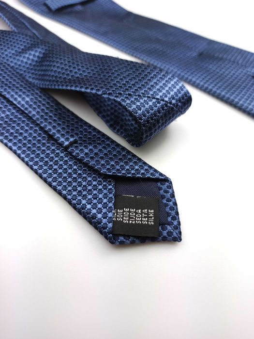 Granatowy niebieski jedwabny krawat zm97