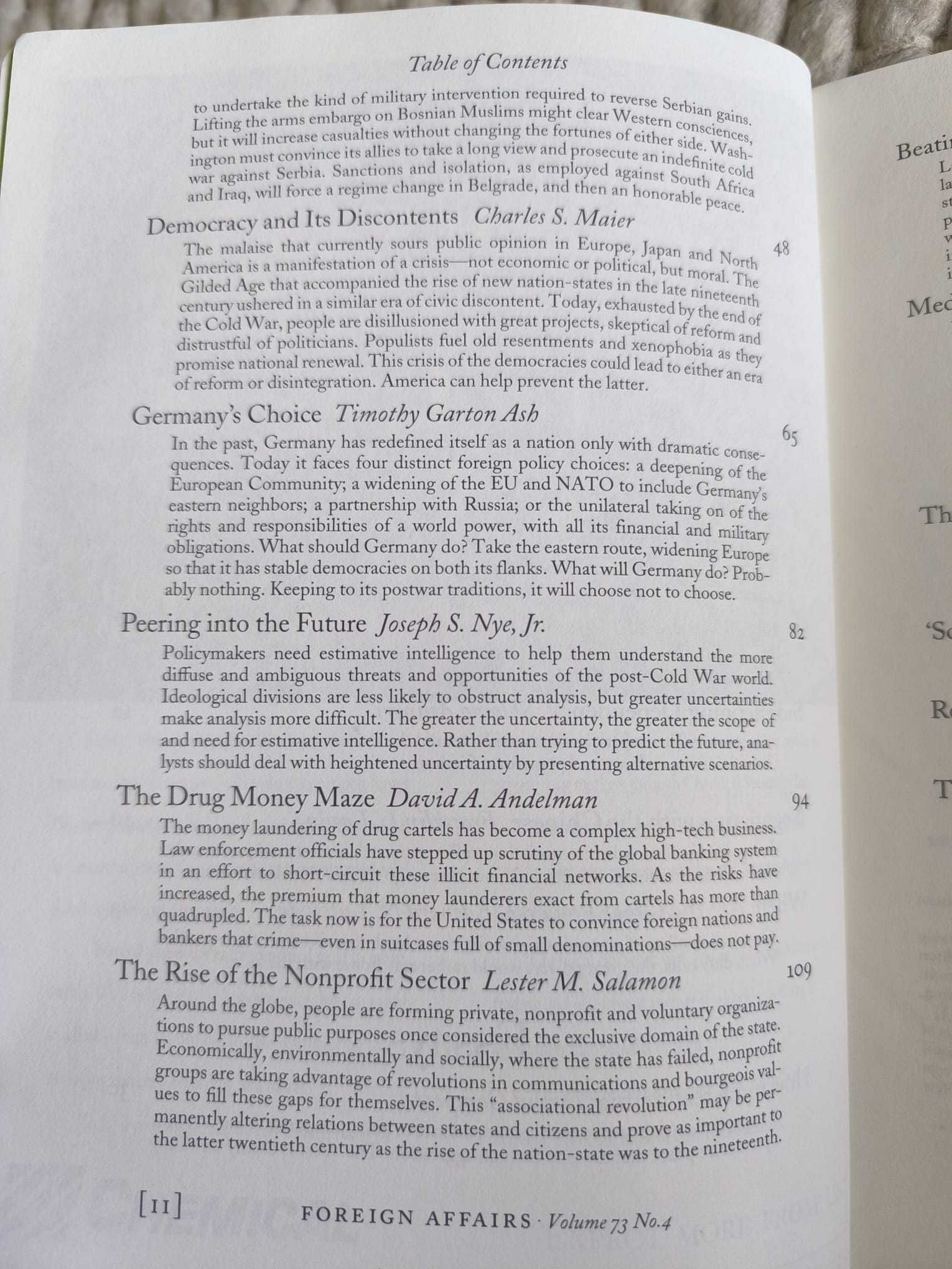 Revista "Foreign Affairs" July/August 1994 Volume 73, Number 4