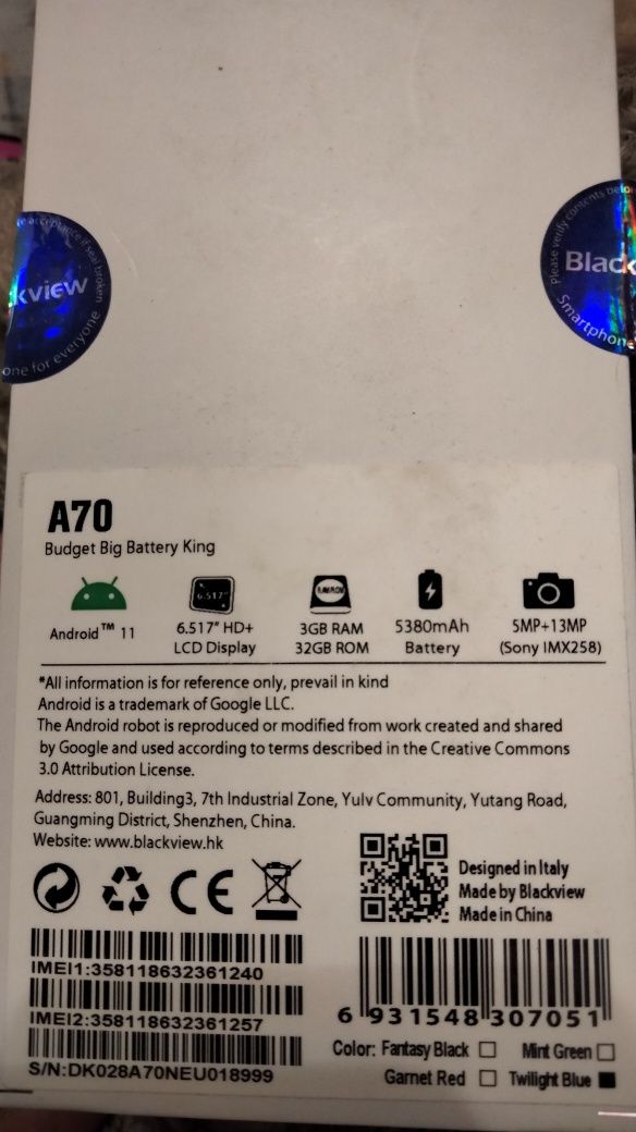 Продам Смартфон,телефон, Blackwiev A70