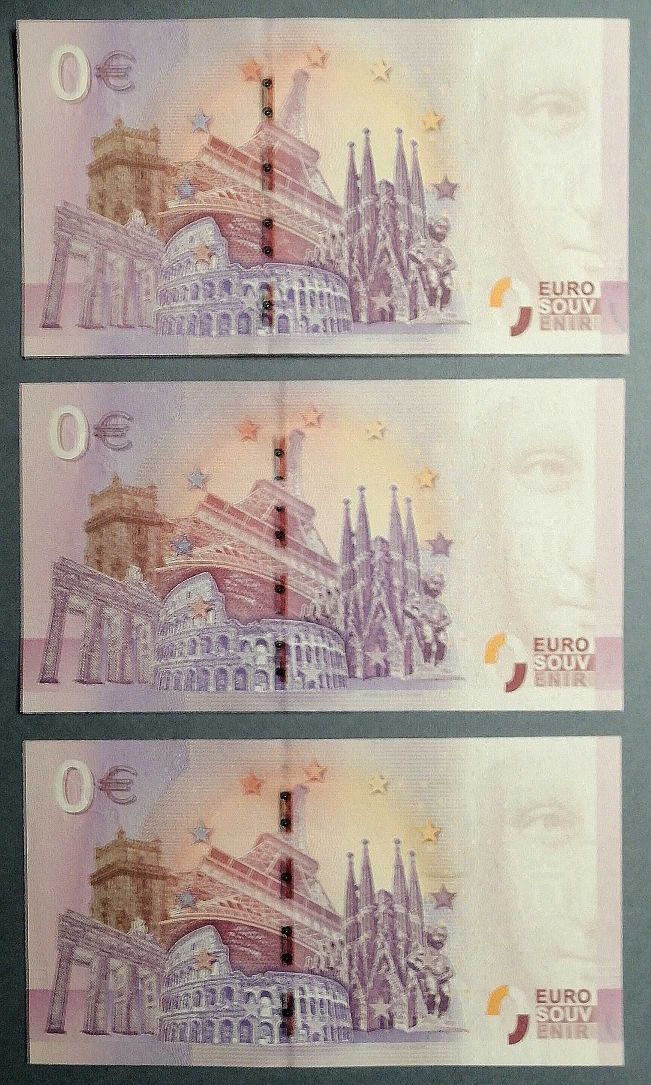 3 x 4227 banknoty 0 euro edycja FIFA 2018, w tym Poland Kraków Wawel.