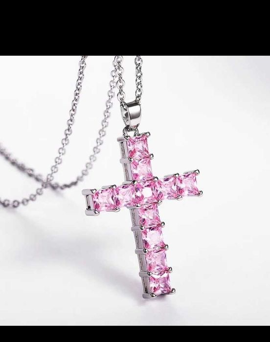 кольє хрестик з камінчиками