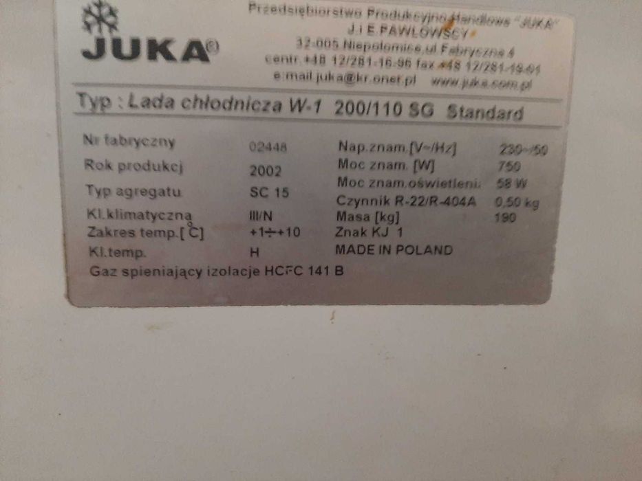 Холодильна вітрина Juka W-1  200/110 SG,  2.0 м., (Польща), Б/У