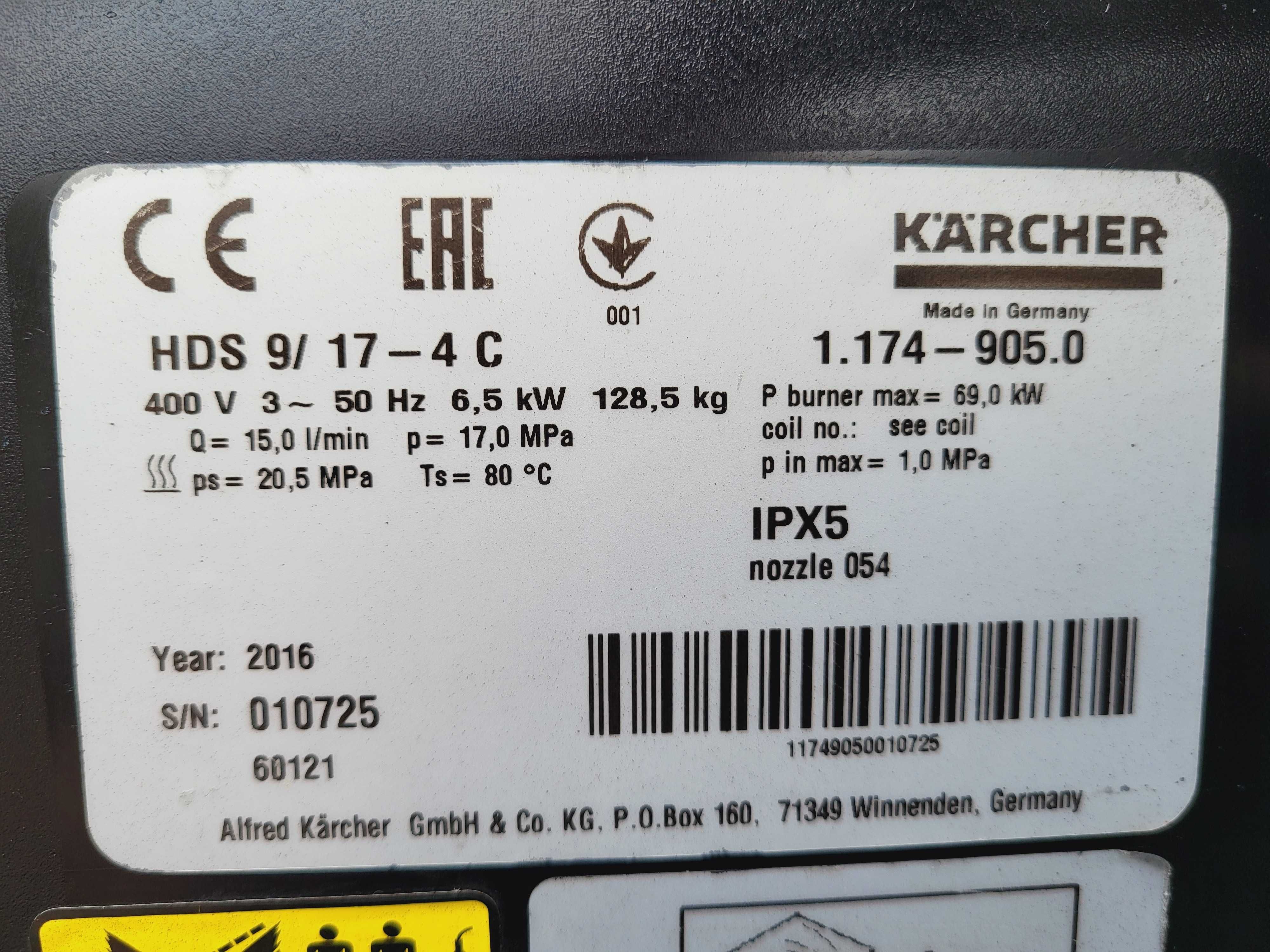 Myjka Ciśnieniowa Karcher HDS 9/17 4CX * zwijak