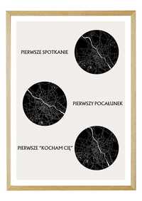 Mapa Naszej Miłości" - Personalizowany Plakat z Trzema Momentami 40x50