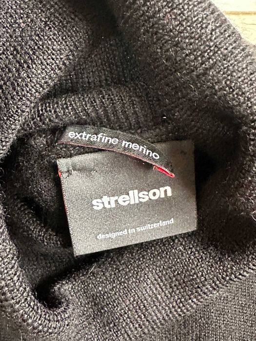 STRELLSON męski wełniany sweter golf czarny 100% virgin wool merino M