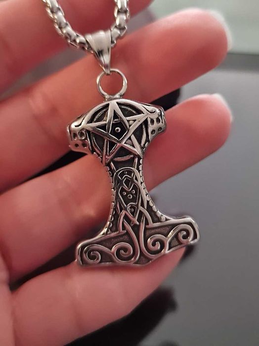 Fio colar necklace viking odin thor martelo runas homem nordico