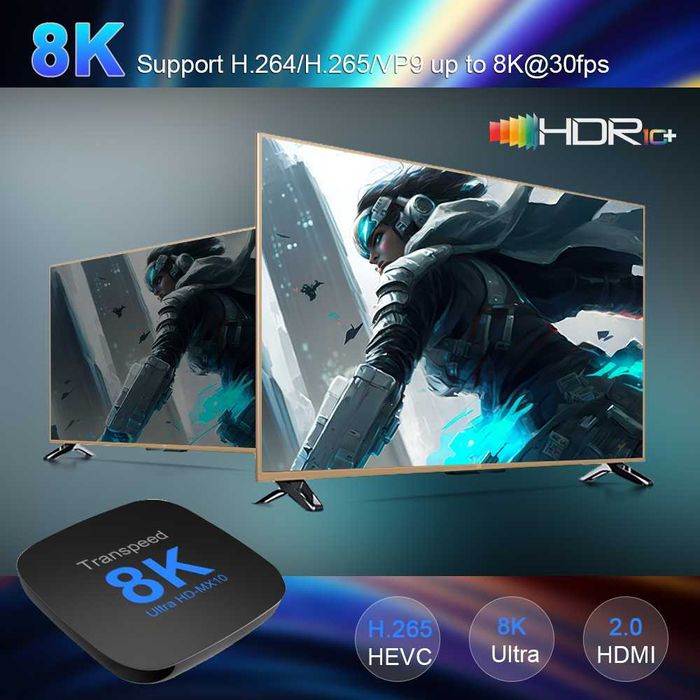 Смарт приставка 4/64gb Transpeed 8K ULTRA HD-MX10 SmartTV Box Android