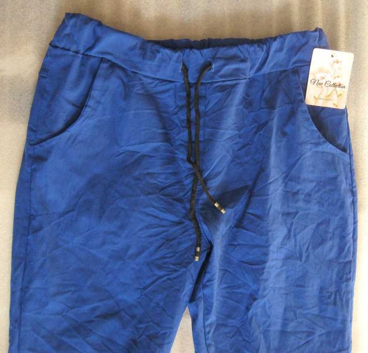 Spodnie damskie gnieciuchy - chabrowe