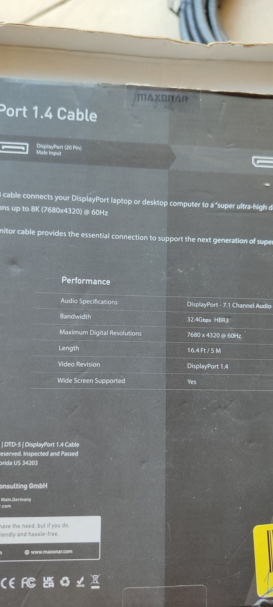 кабель DisplayPort  Maxonar
Це кабель DisplayPort "тато-та