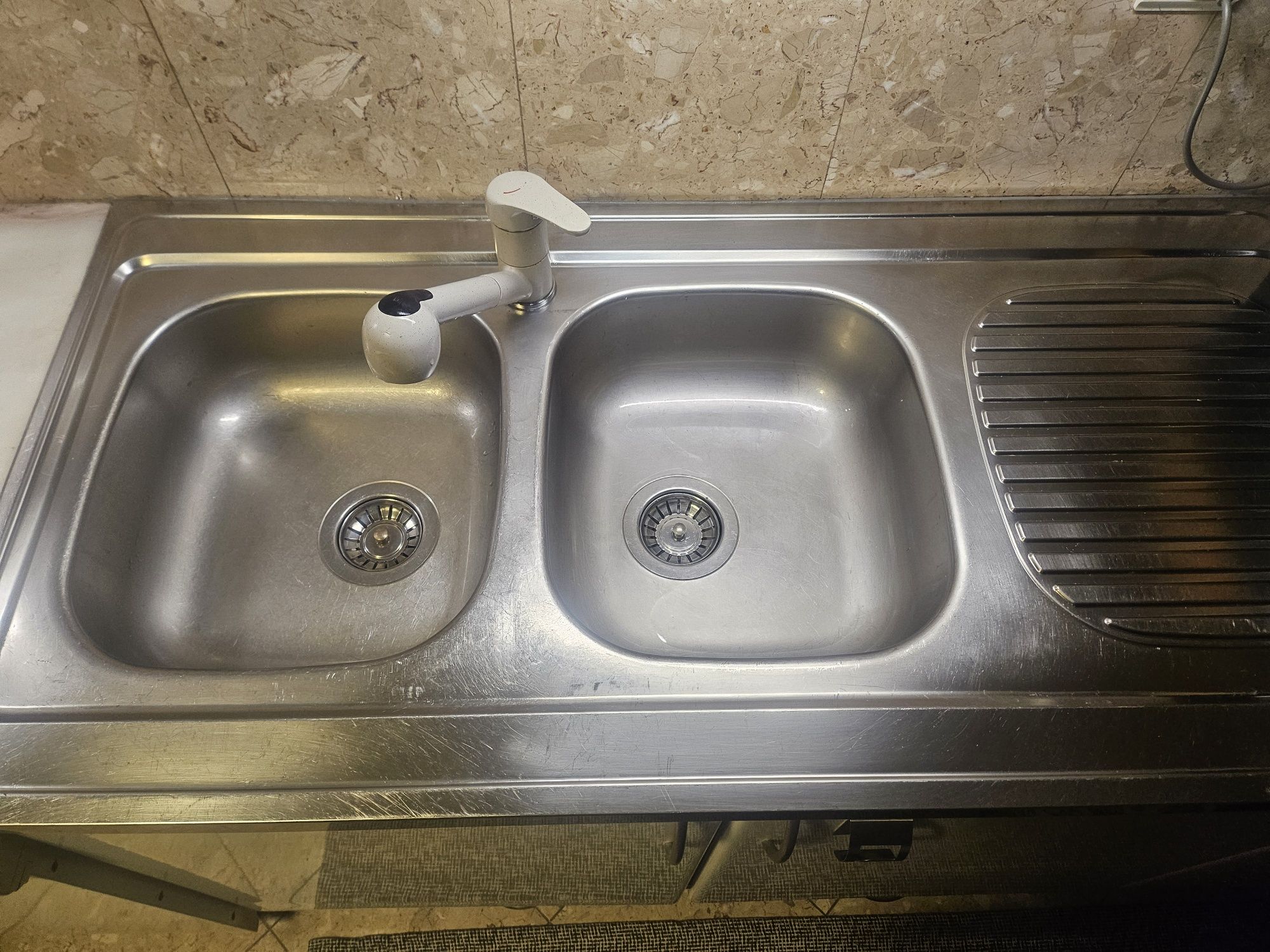 Lava Louça em Inox Bancada Rodi Cuba dupla com escorredor