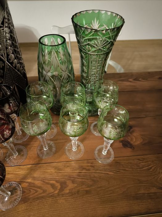 Piękny zestaw szmaragdowy! Kryształy z PRL-u! Okazja
