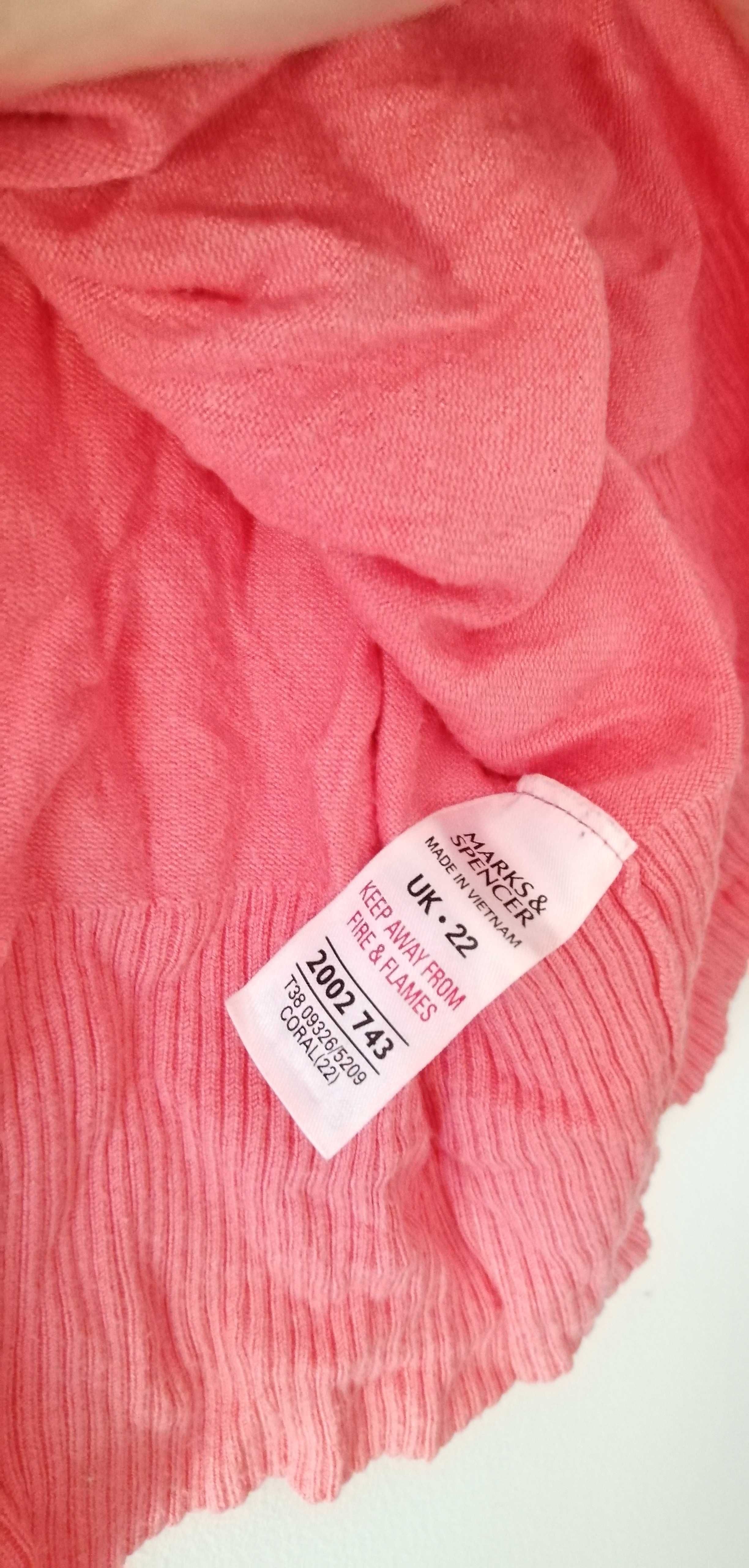 łososiowy koralowy sweter kardigan bluzka damska koralowa z rękawem