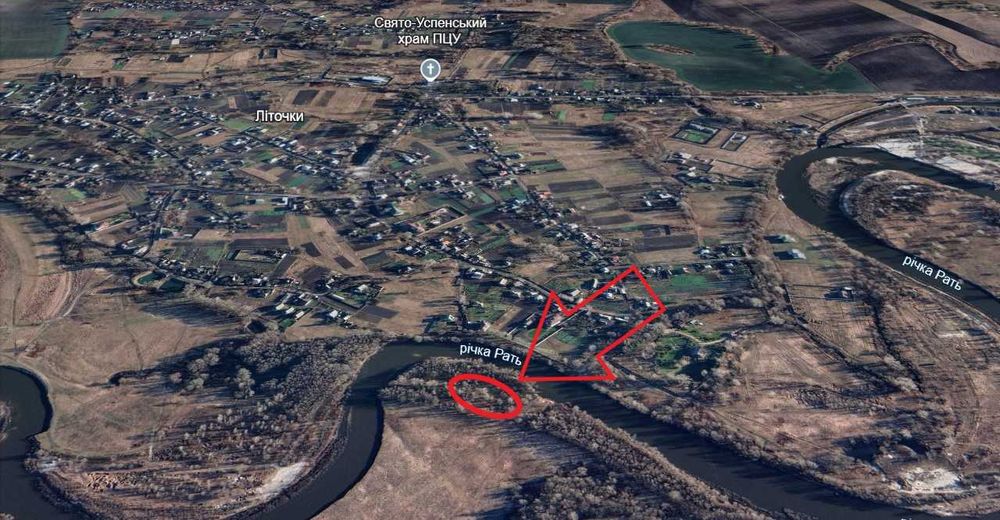 Продам земельну ділянку 24 сотки, перша лінія від р. Любич, с. Літочки