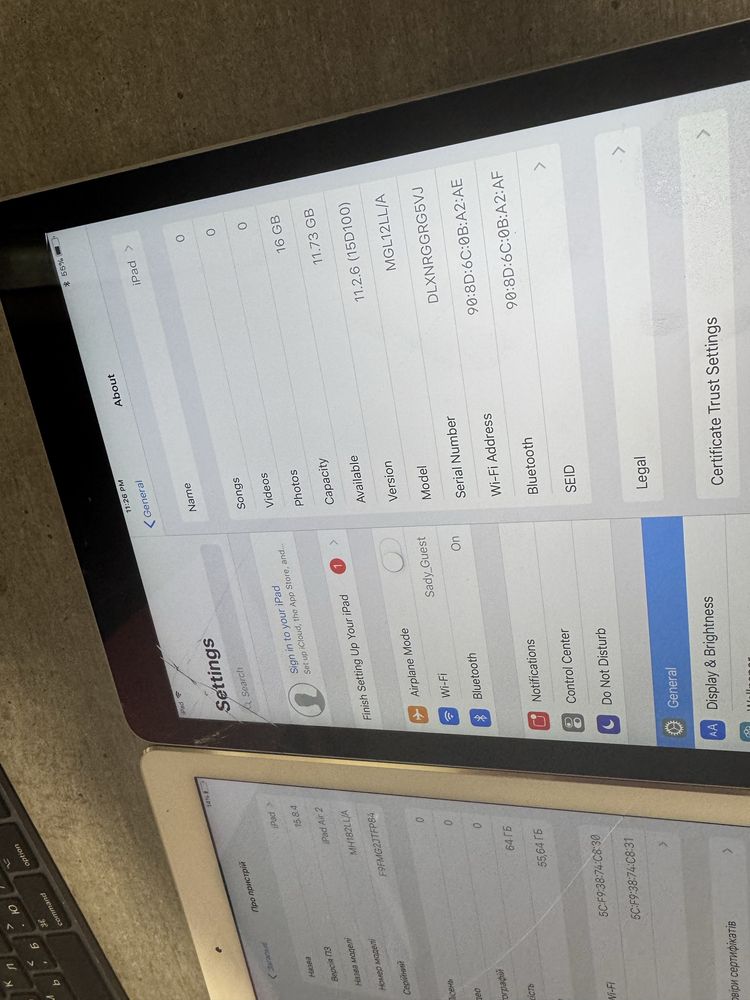 iPad Air 2. 16 гігабайт. Gold. Space Grey. Гарантія. З США