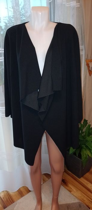 Narzutka, kardigan asymetryczna czarna rozmiar 3XL SHEIN długi rękaw