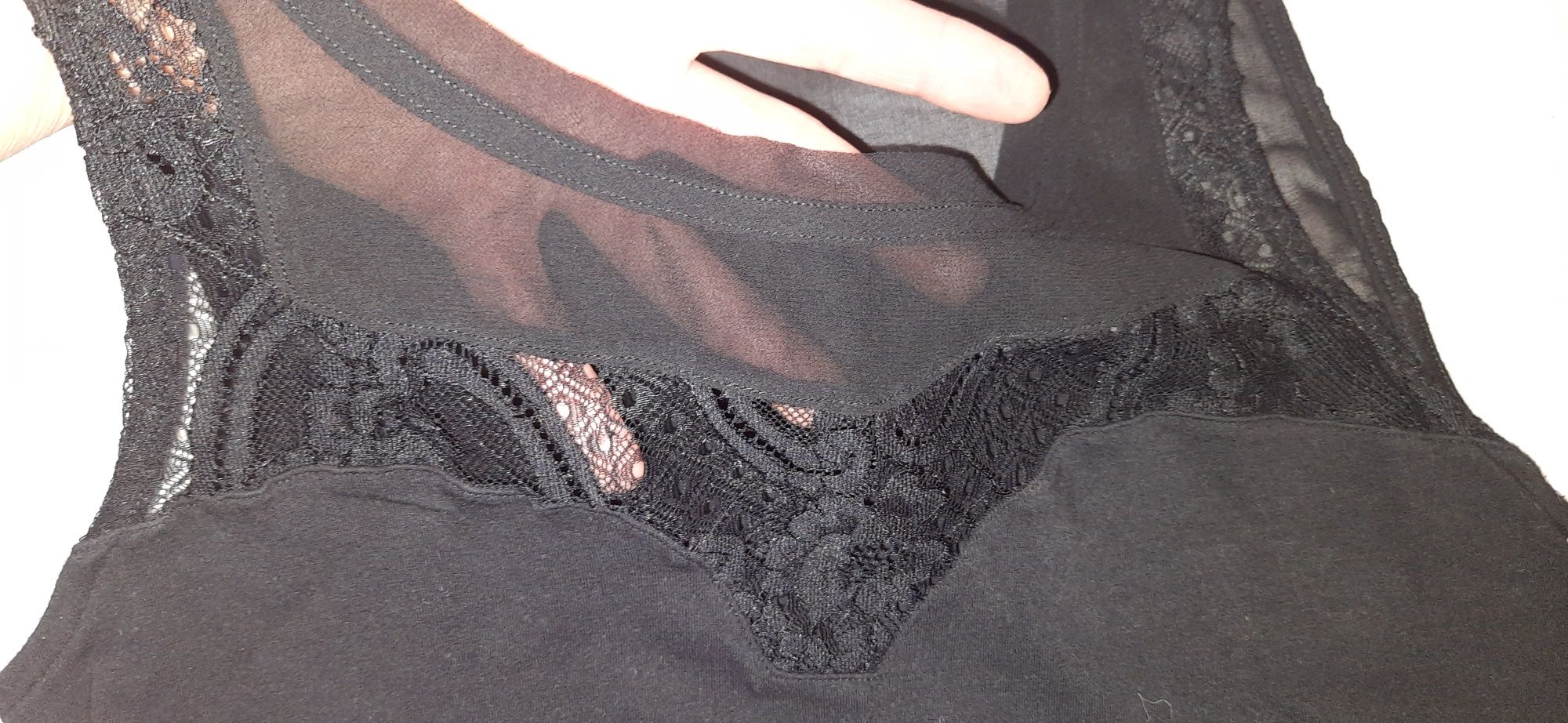 Bawelniana koszulka bez rękawów z tiulem H&M