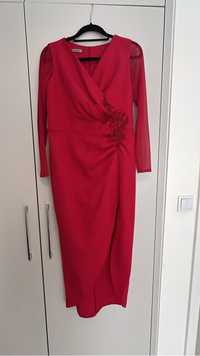 Czerwona/malinowa sukienka damska na wesele