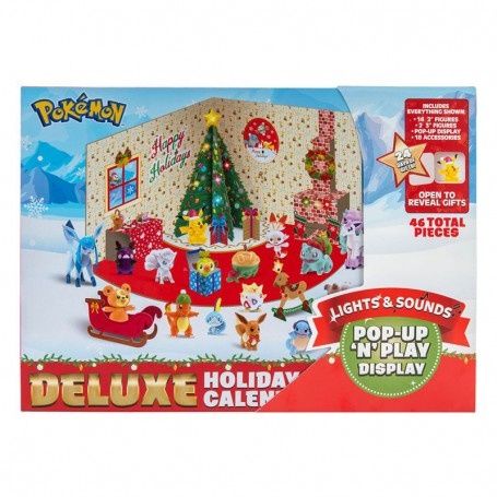 Calendario do advento com 16 figuras Pokemon - Natal (com luz e som)