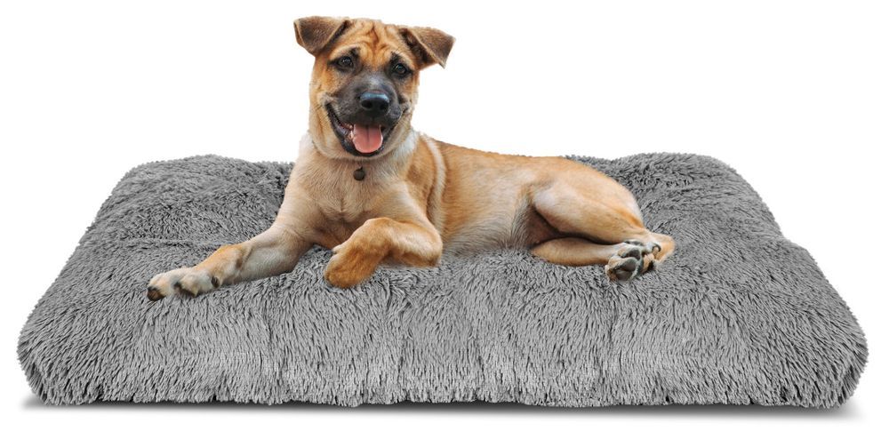 Legowisko Dla Psa Poduszka Wysoki Bok Shaggy 100X70 Cm Jasnoszare