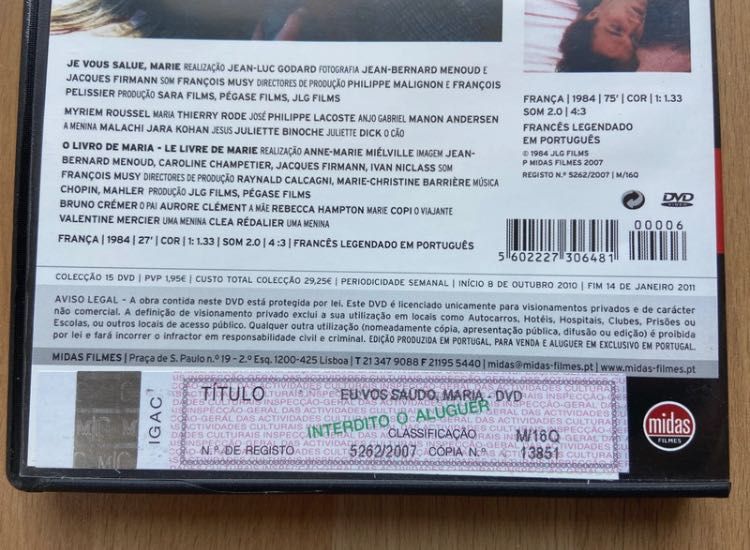 DVD Eu vos saúdo, Maria / GODARD