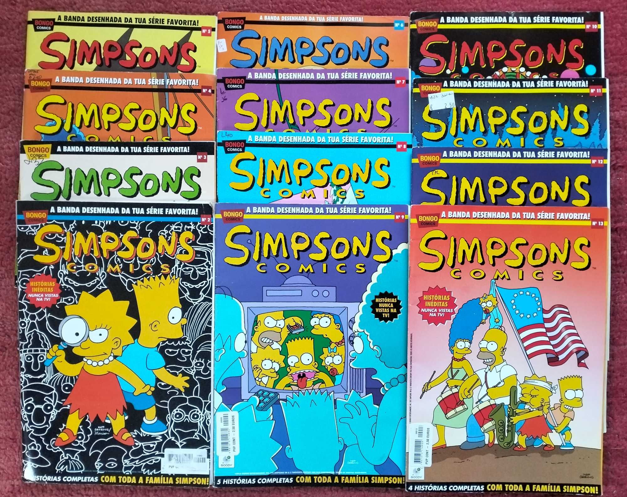 12 revistas BD Simpsons Comics (Ed. Bongo), em português