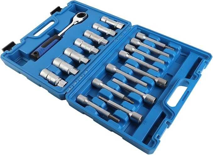 Zestaw nasadek do demontażu nakrętek amortyzatora 18 sztuk z pudełkiem
