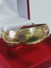POZŁOCONA srebrna bransoletka BANGLA z PRL pr 800