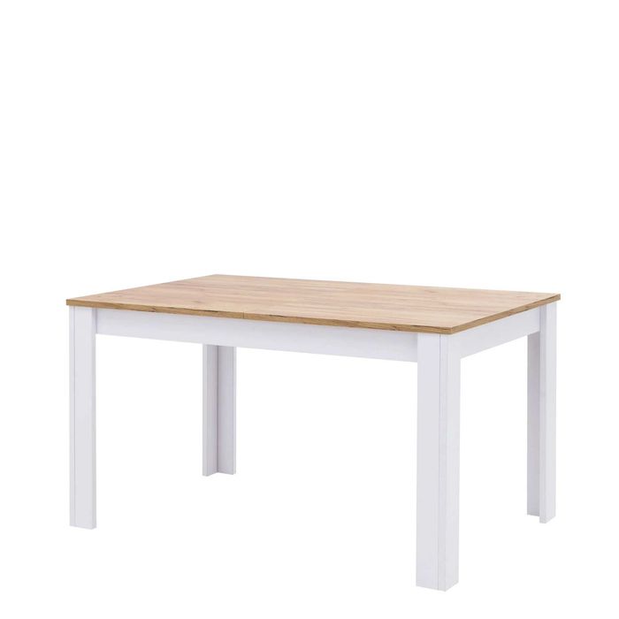 Stół rozkładany Lanzette S–biały z blatem dąb craft, stan bardzo dobry