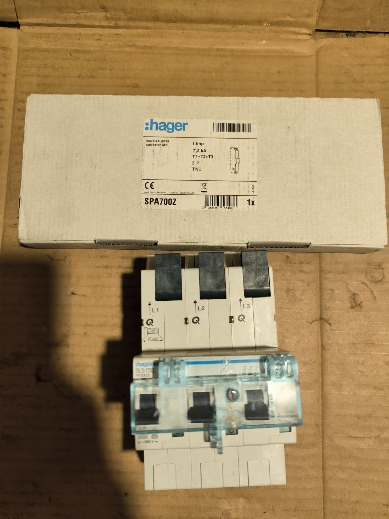 Wyłącznik selektywny Hager hts350e 50a ogranicznik kombinowany spa700z