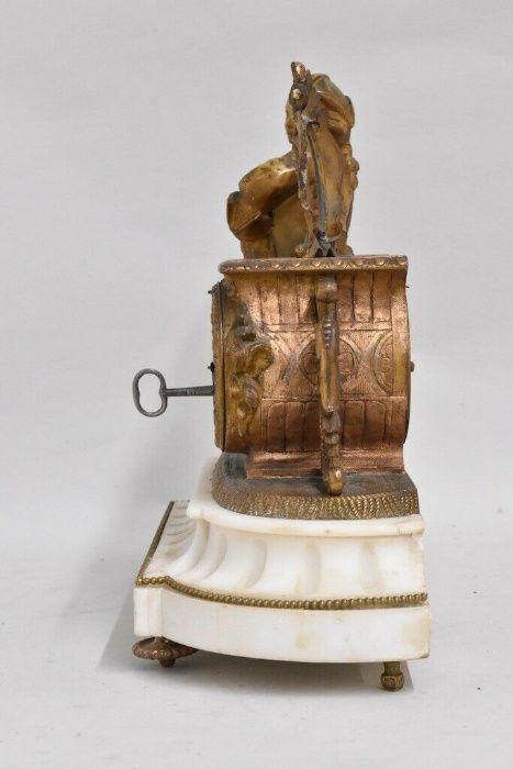 Zegar kominkowy oryginał francuski XIXw. złocony, marmur