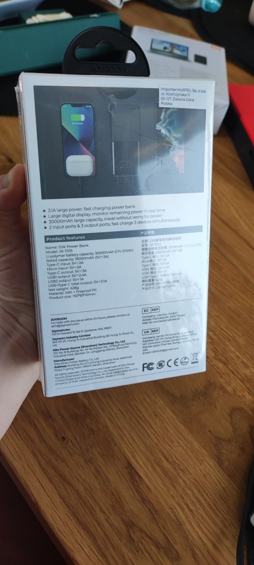 Powerbank JOYROOM JR-T015, 30000mAh, 15W
Dostępne warianty
Pojemność d