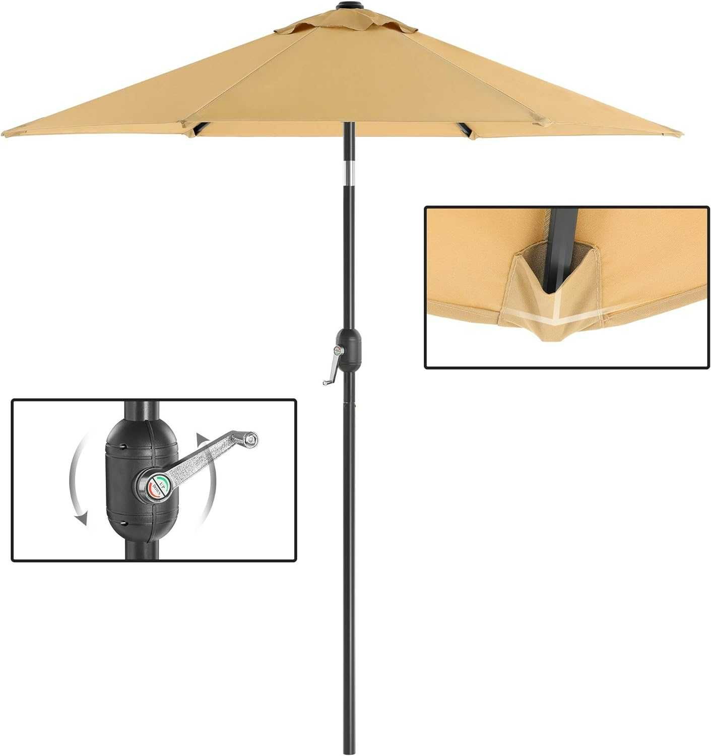 6M16 parasol przeciwsłoneczny ogrodowy 200x230cm  UPF 50+ z korbą