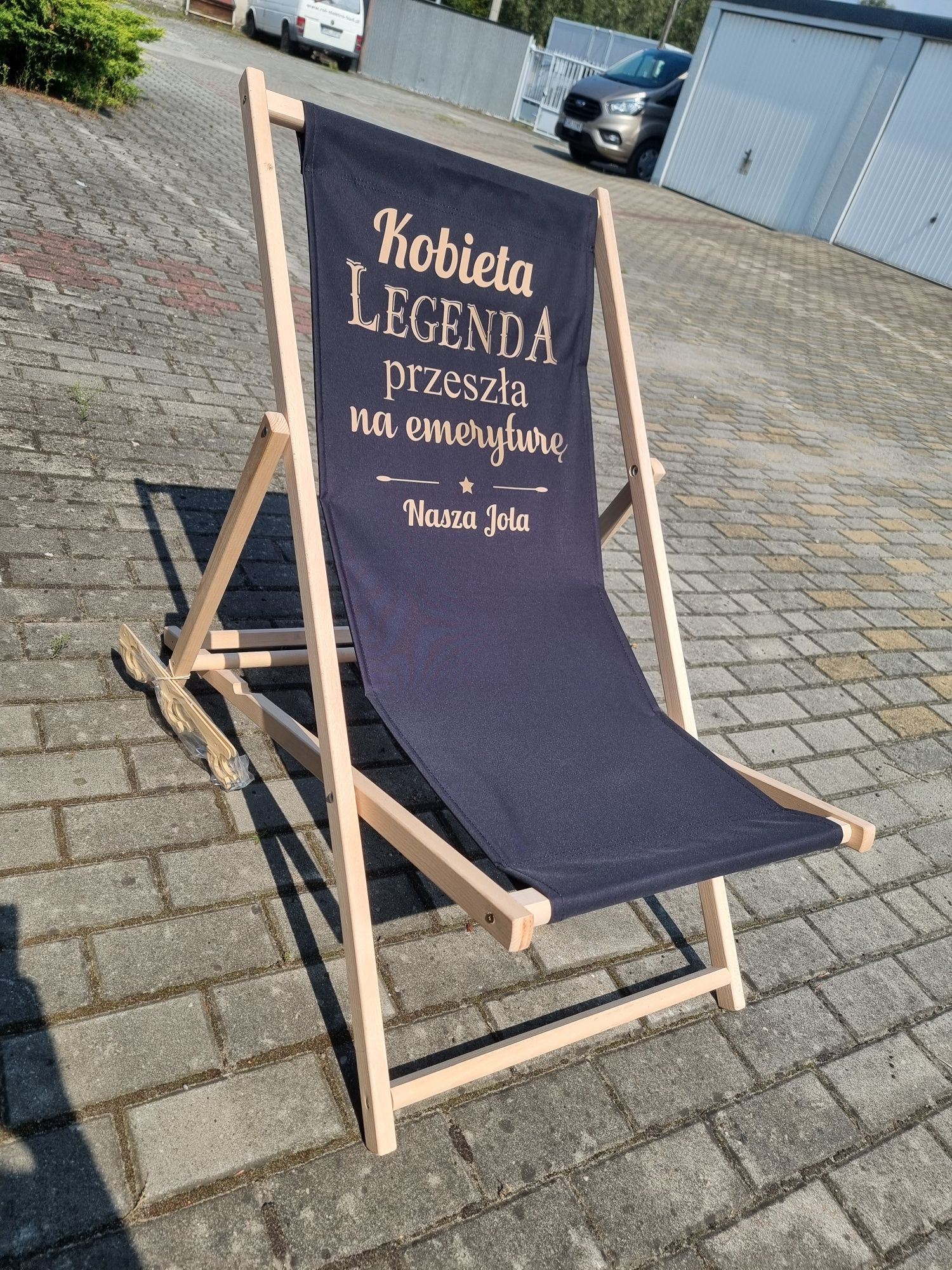 Leżak na urodziny z dedykacją drewniany 60 urodziny lato Jola