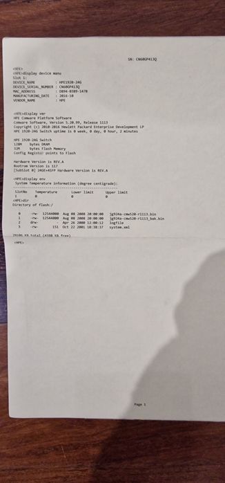 Switch Hp 24 portas gigabit