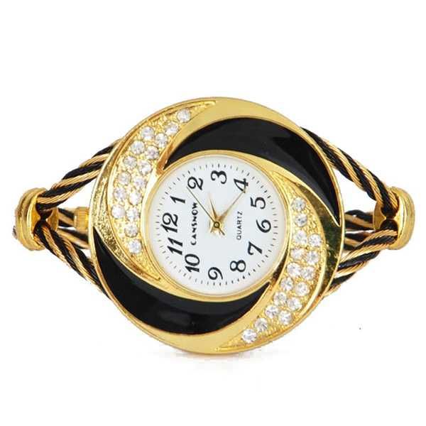 Relógio feminino pulseira de fio de aço com mostrador de quartzo