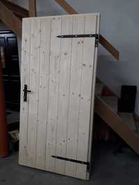 Drzwi drewniane zewnętrzne gospodarcze wiejskie "Z" Świerk
