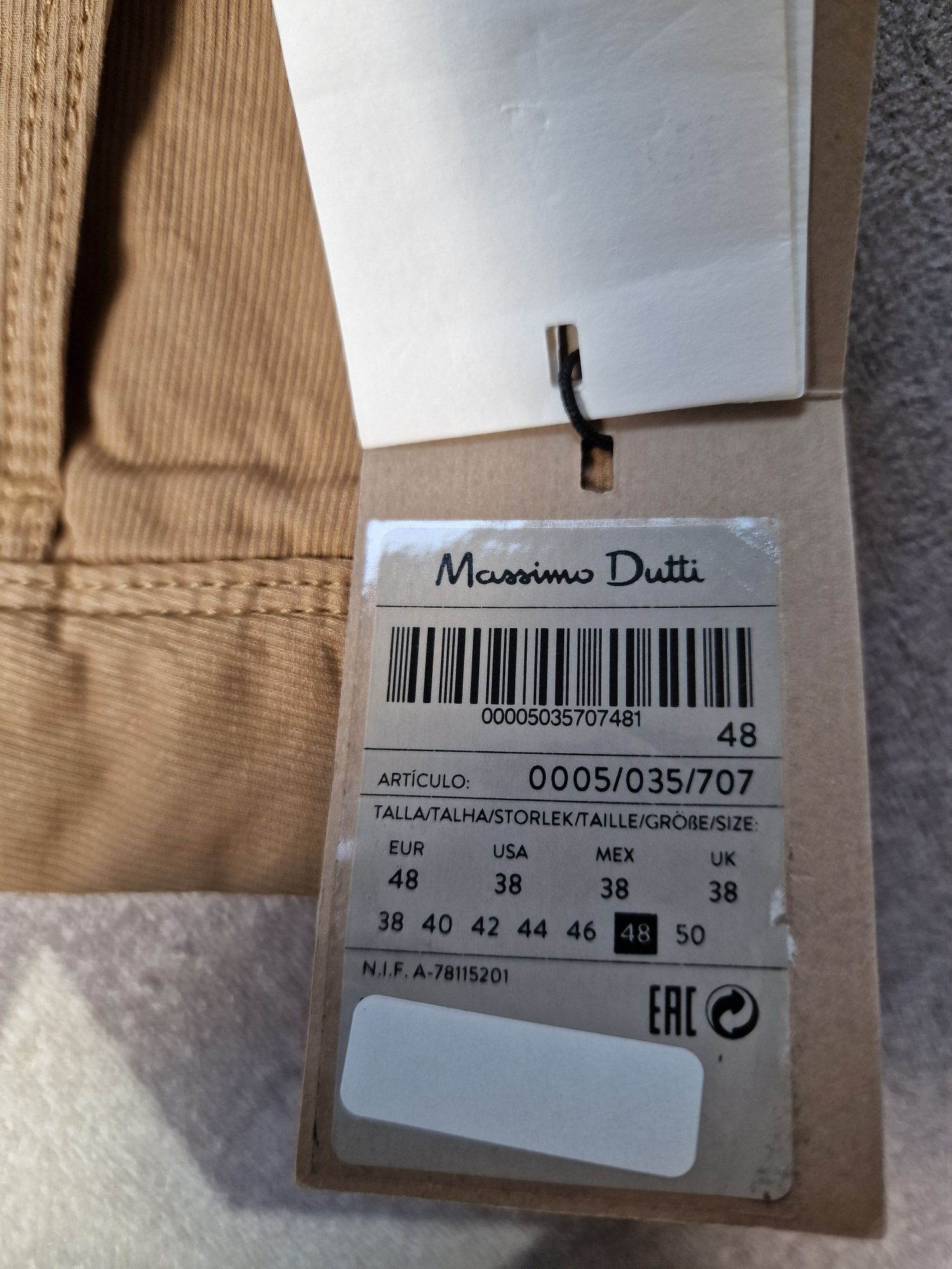 Massimo Dutti spodnie męskie r 48 mowe z metką