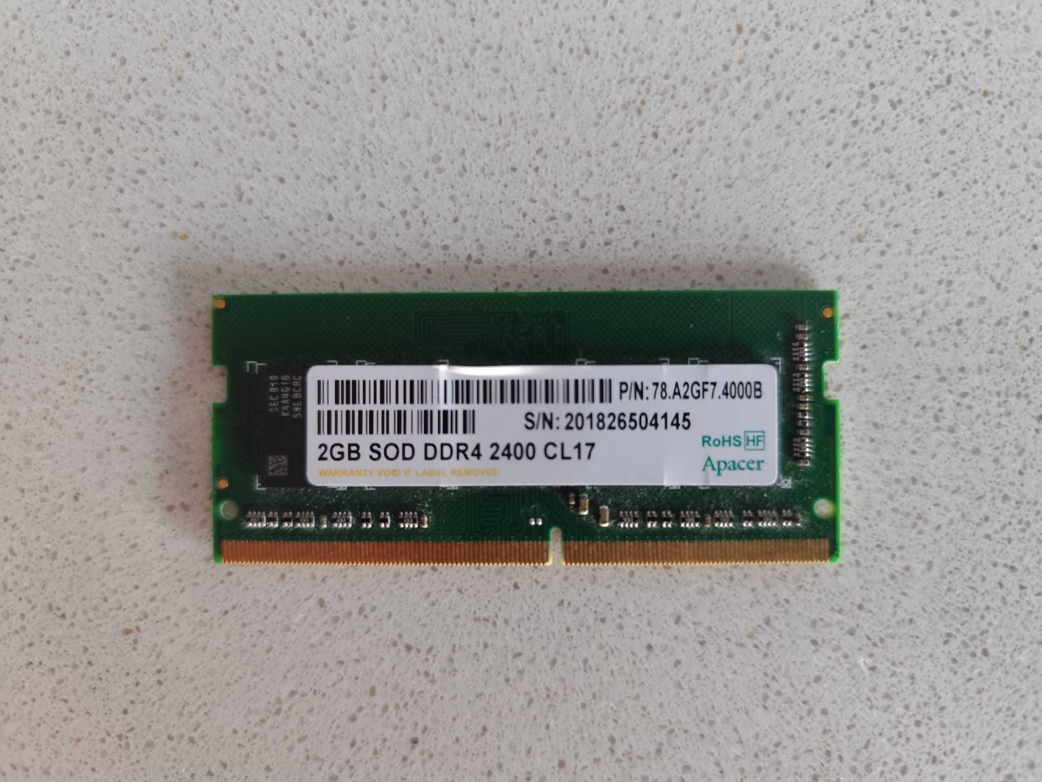 2GB DDR4 2400 CL17 Apacer Sodimm Memória Ram
