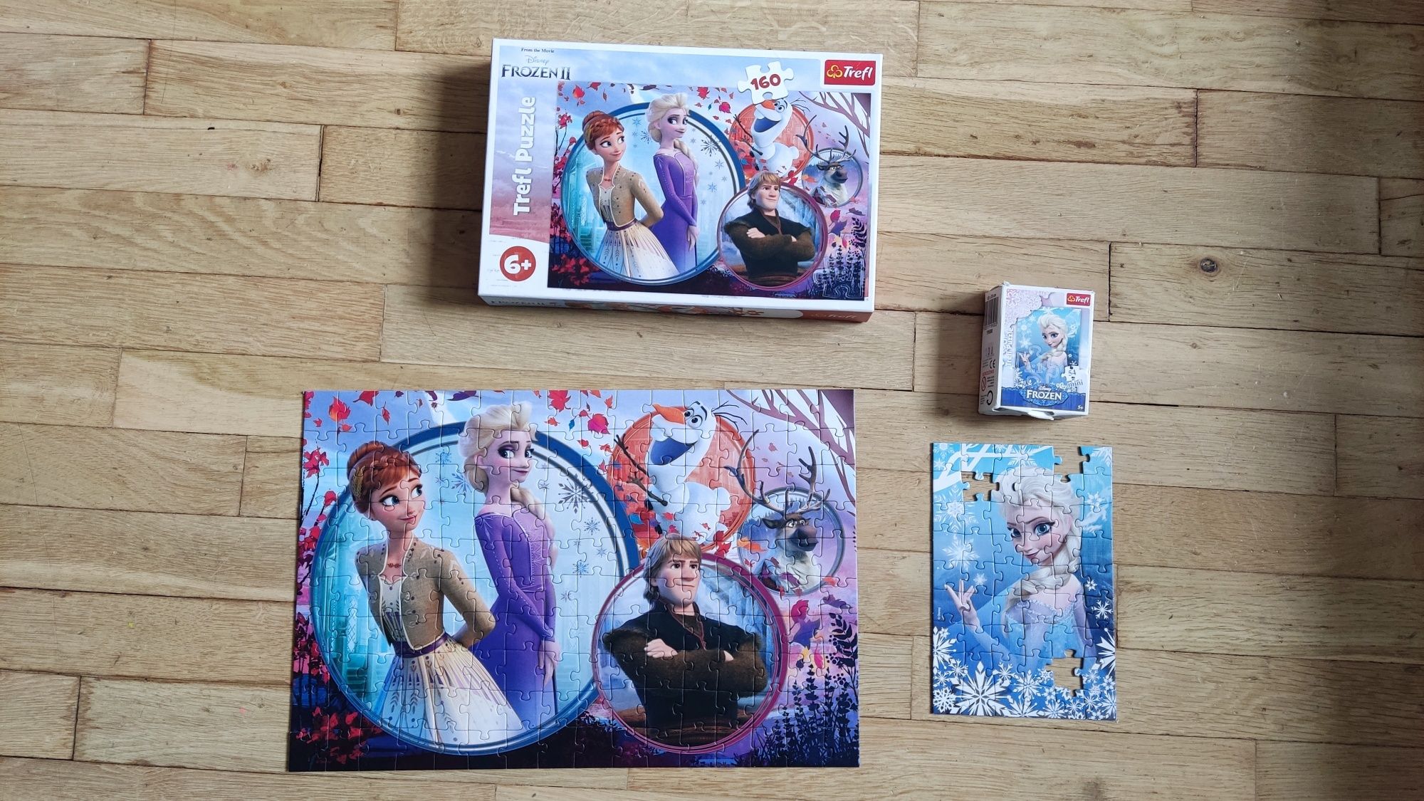 Puzzle Frozen, 160 elementów, stan BDB, kompletne + gratis 2gie puzzle