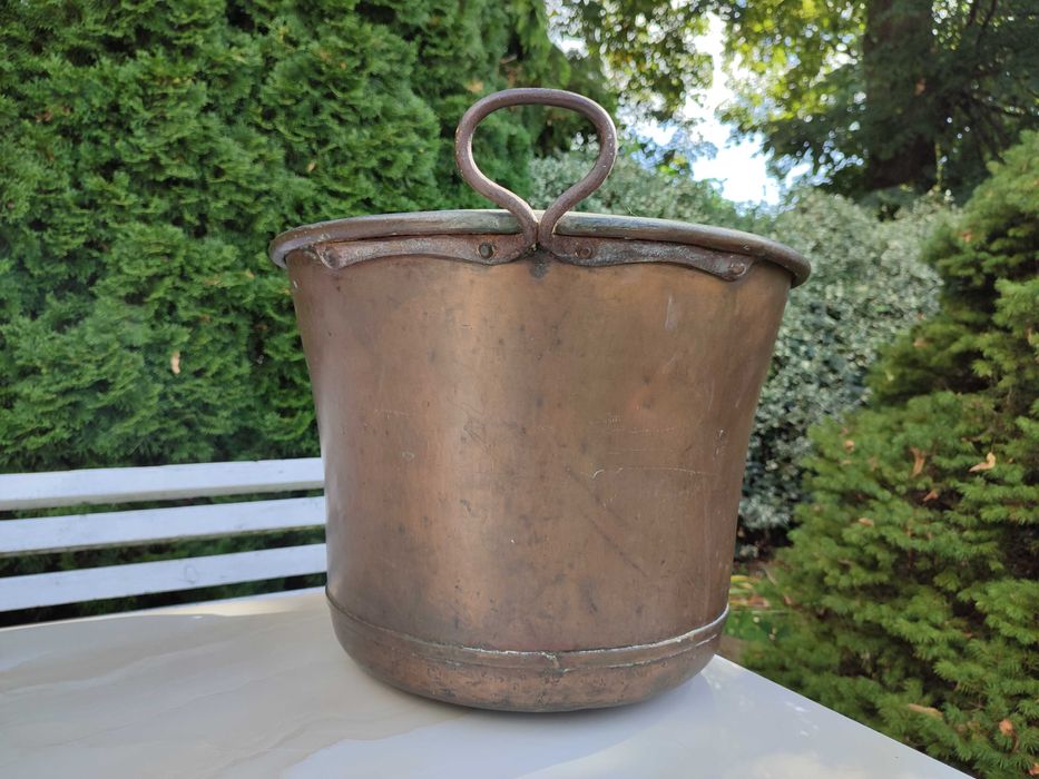 Miedziany kocioł gar sagan sygnowany Czajkowski Hrubieszów