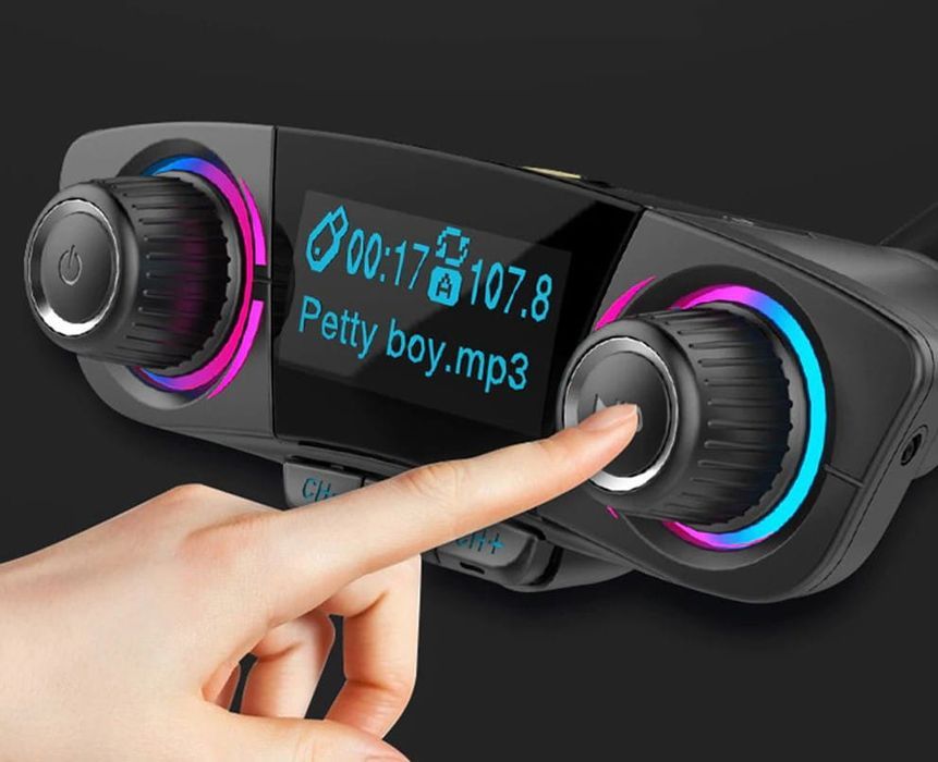 Transmiter FM Bluetooth QIKtech T01 z Ładowarką pendrive SD 2X USB