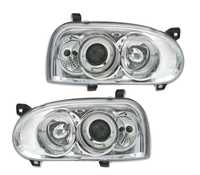 FARÓIS FRENTE ANGEL EYES PARA VOLKSWAGEN VW GOLF 3 FUNDO CROMADO H1 H1