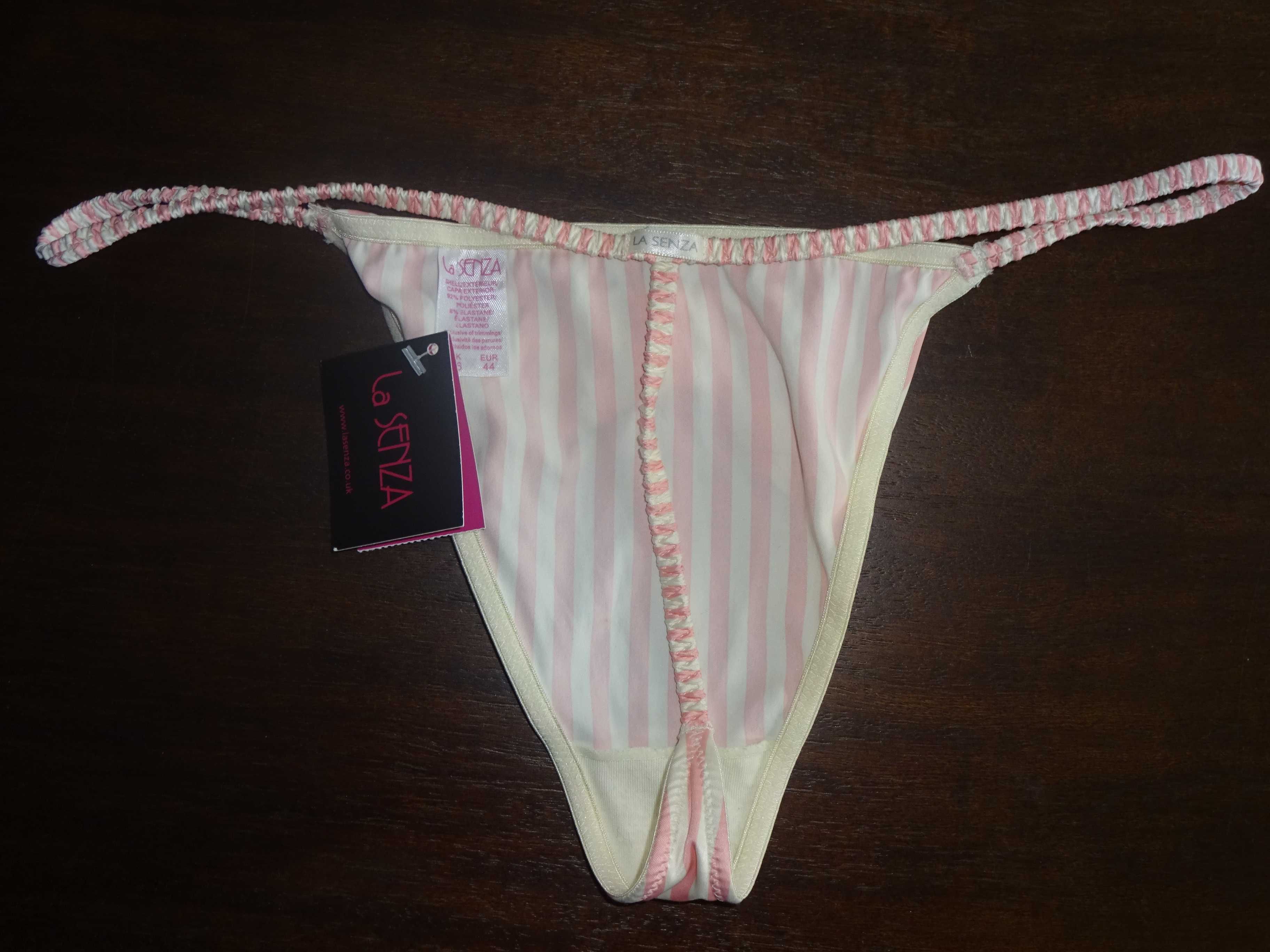 LA SENZA nowe śliczne oryginalne stringi OKAZJA pink / ivory EUR 44