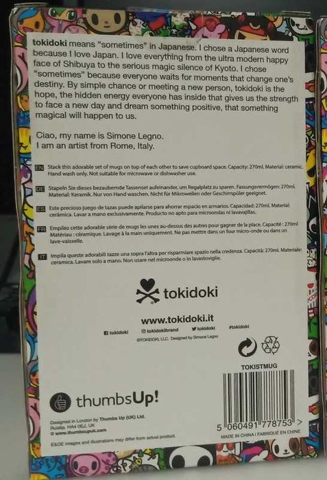 Conjunto de 2 canecas Tokidoki Novas e Seladas