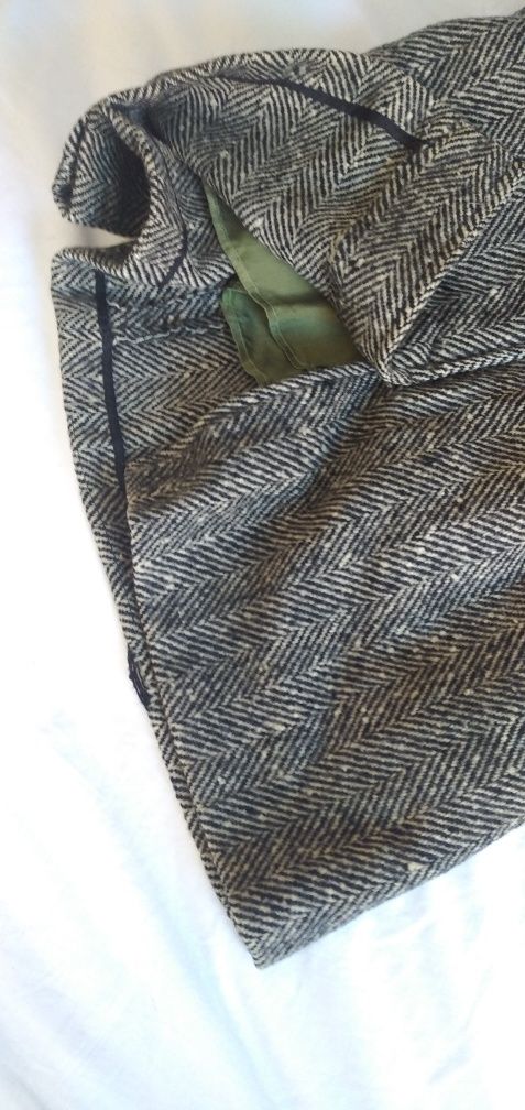 Spódnica midi 100% wełna XL XXL czarna biała pepitka wełniana 42 44