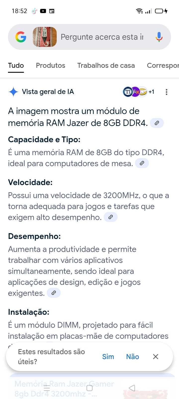 Memória RAM 8G + Artigos