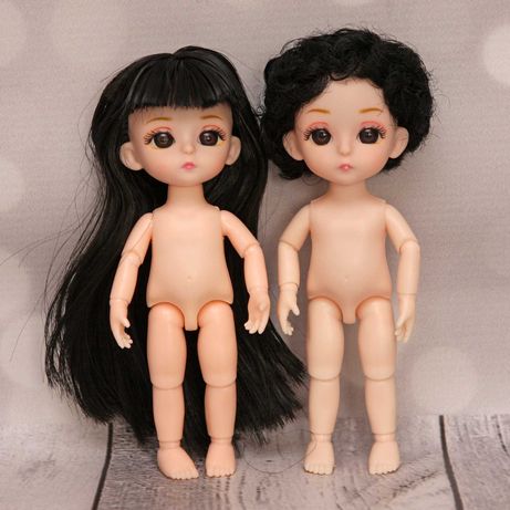 Zestaw 2 lalek lalka bjd 1/8 16cm ruchome stawy czarne włosy